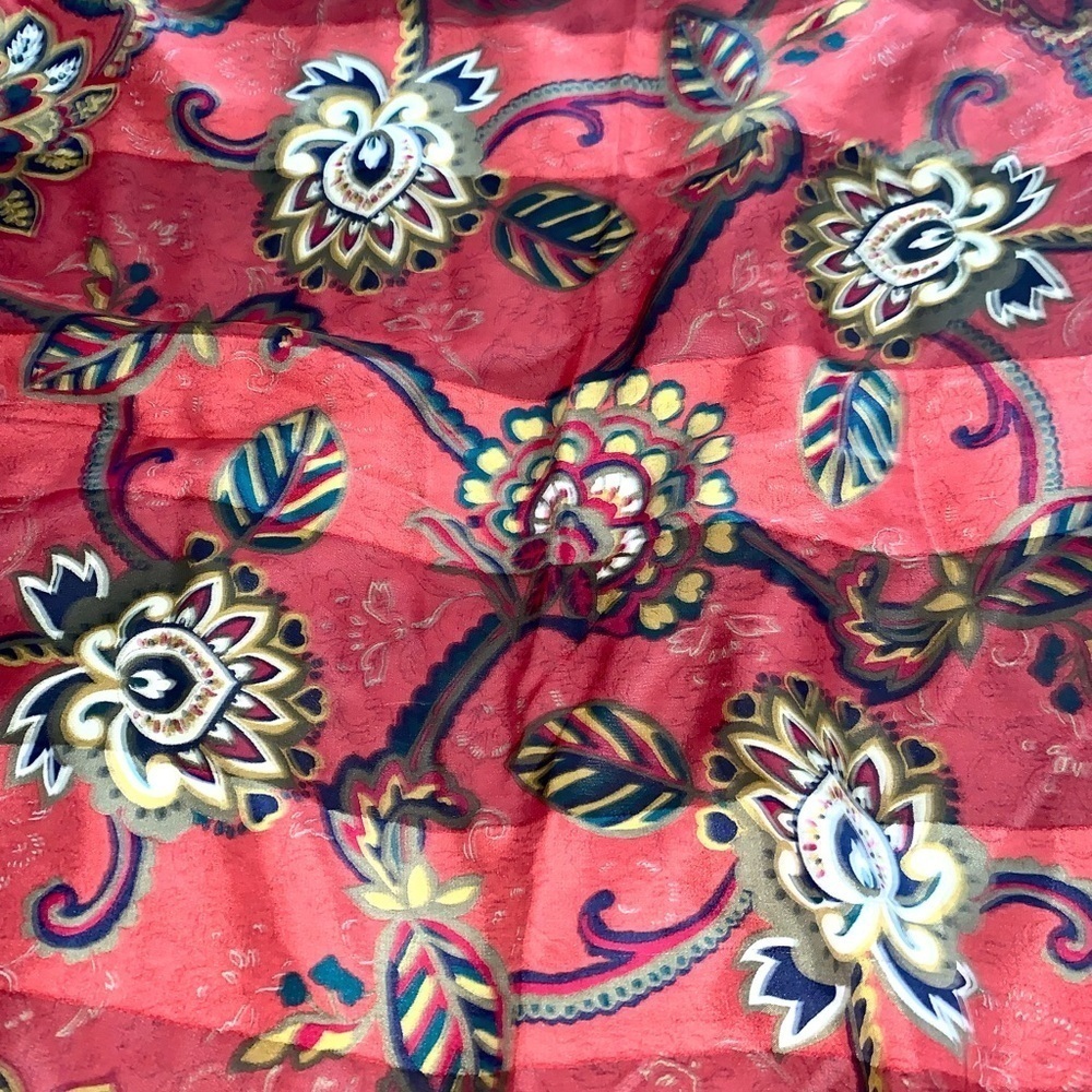 Yves Saint Laurent Large Red Scarf 42” X 42” - Picture 6 of 6